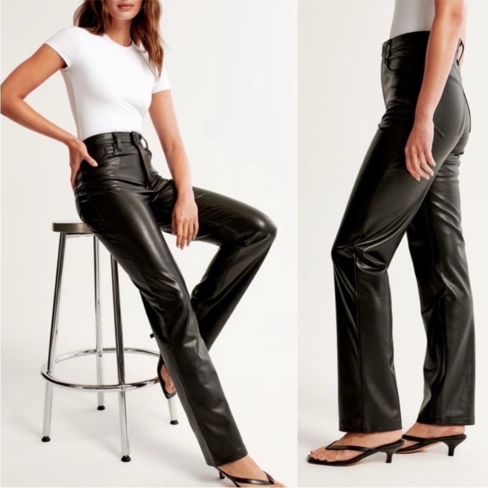 Abercrombie The ‘90s Straight Ultra High Rise Vegan Leather Pant 26 / 2 short R2